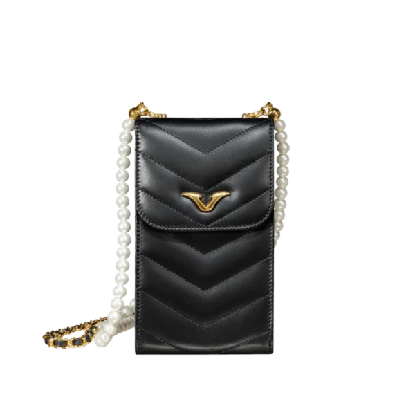 VERTU WHITE AND BLACK PEARL CHAIN BAG