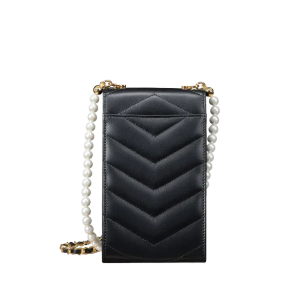 VERTU WHITE AND BLACK PEARL CHAIN BAG - Image 2