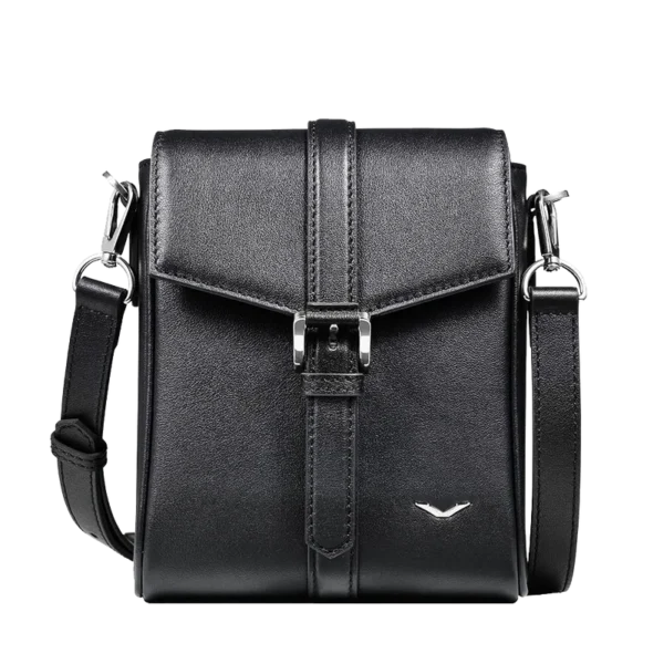 BUSINESS CROSSBODY LEATHER MINI COURIER & MESSENGER BAG FOR MEN BLACK