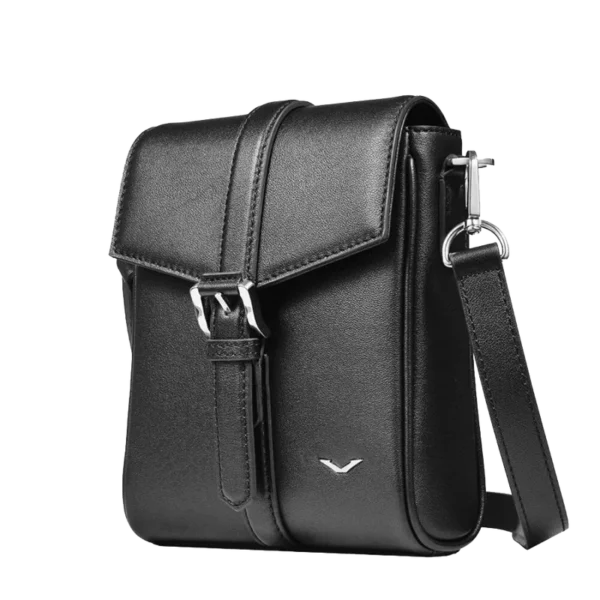 BUSINESS CROSSBODY LEATHER MINI COURIER & MESSENGER BAG FOR MEN BLACK - Image 2