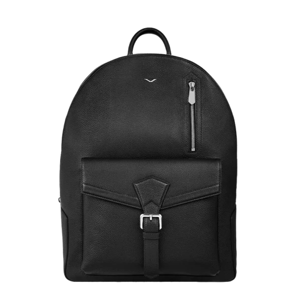 LEATHER ANTI THEFT FINGERPRINT LOCK BACKPACK BLACK