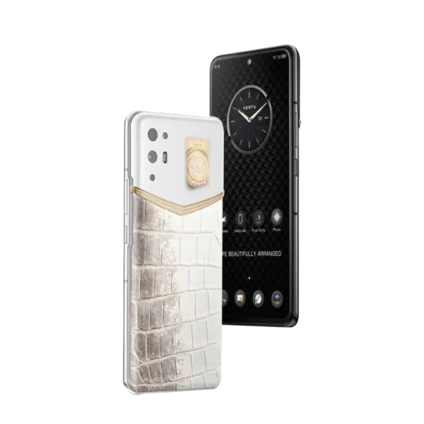 IVERTU HIMALAYA ALLIGATOR SKIN HAPPY 5G PHONE 18K GOLD & DIAMONDS - Image 2