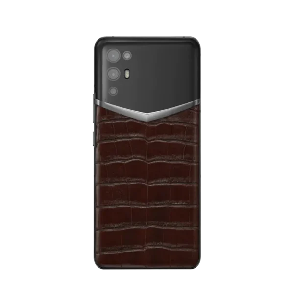 IVERTU ALLIGATOR SKIN 5G PHONE AMBER BROWN