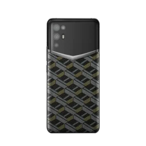 IVERTU MONOGRAM CANVAS LEATHER 5G PHONE BLACK GOLD