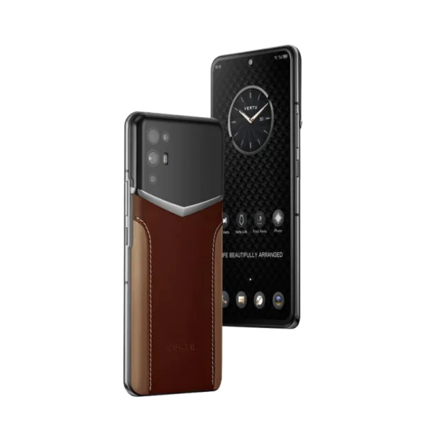 IVERTU CALFSKIN STITCHING PHONE C RED & BROWN - Image 2