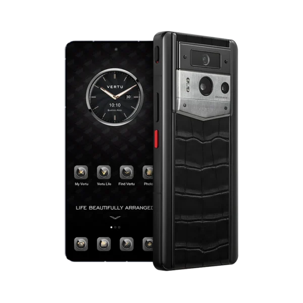 METAVERTU 2 ALLIGATOR SKIN WEB3 AI PHONE C BLACK(SILVER CASE)