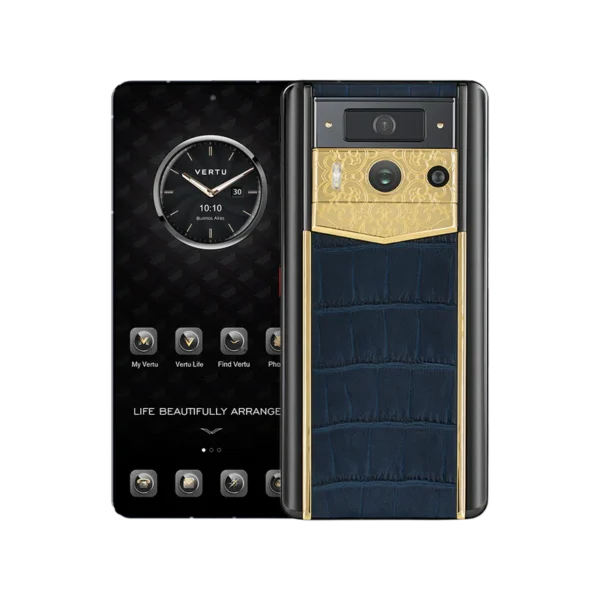 METAVERTU 2 LUXURY CUSTOM-MADE LOTUS MEMORY WITH ALLIGATOR SKIN WEB3 AI PHONE - NAVY BLUE