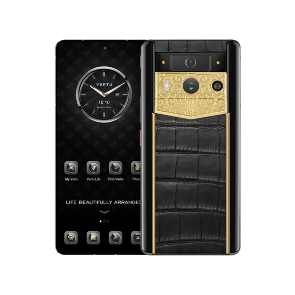 METAVERTU 2 LUXURY CUSTOM-MADE LOTUS CLUSTER WITH ALLIGATOR SKIN WEB3 AI PHONE C BLACK