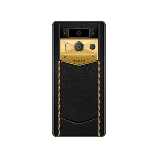 METAVERTU 2 LUXURY CUSTOM-MADE GOLD RADIANT BLADE EDITION WITH BLACK INK CALFSKIN WEB3 AI PHONE BLACK - Image 2