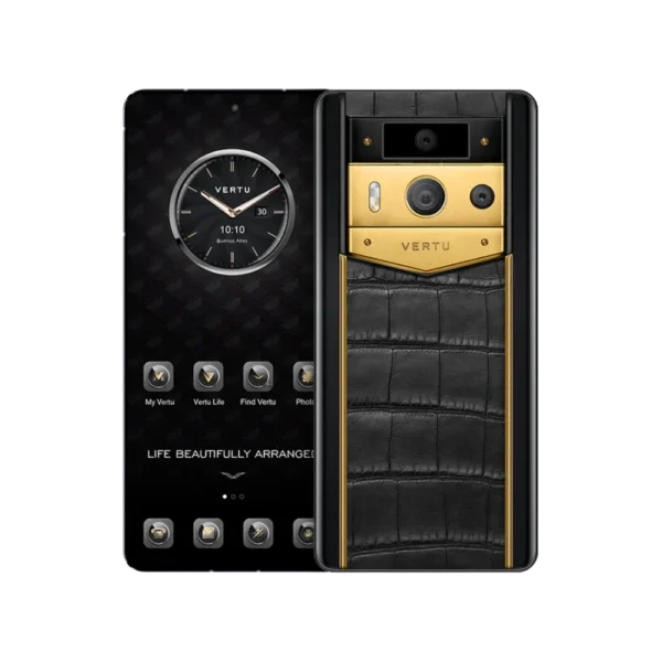 METAVERTU 2 LUXURY CUSTOM-MADE ALLIGATOR SKIN WEB3 AI PHONE C GOLD AND BLACK