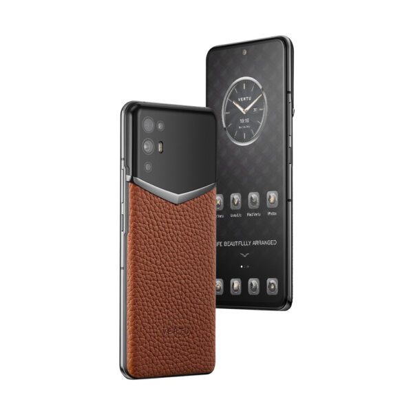 IVERTU CALFSKIN 5G PHONE CARAMEL BROWN - Image 2