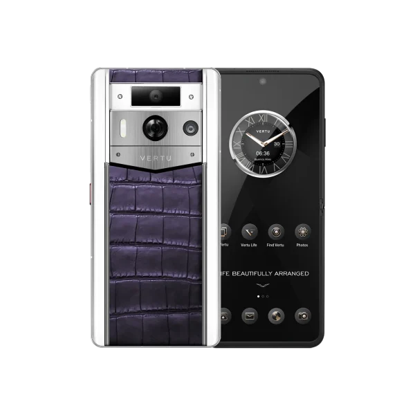 METAVERTU 2 WHITE ALLIGATOR SKIN WEB3 AI PHONE GRAPE PURPLE (SILVER CASE)