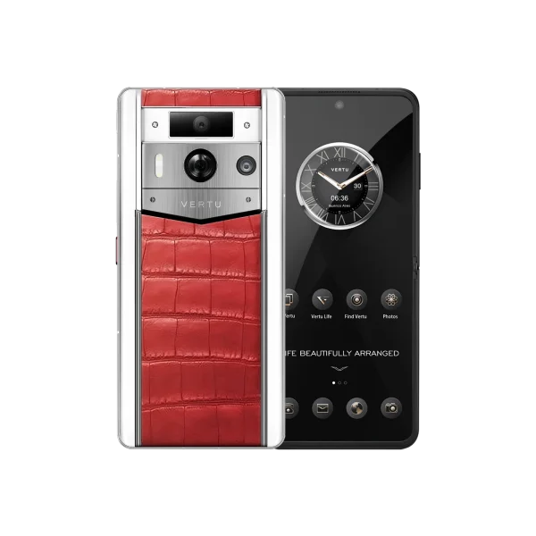 METAVERTU 2 WHITE ALLIGATOR SKIN WEB3 AI PHONE FLAME RED (SILVER CASE)