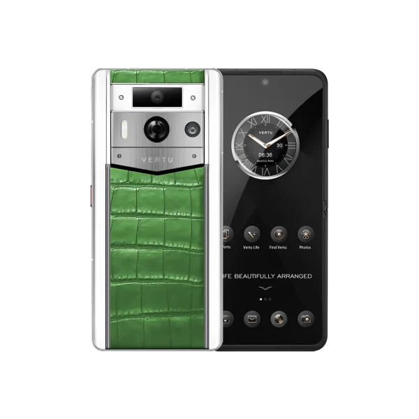 METAVERTU 2 WHITE ALLIGATOR SKIN WEB3 AI PHONE GREEN (SILVER CASE)